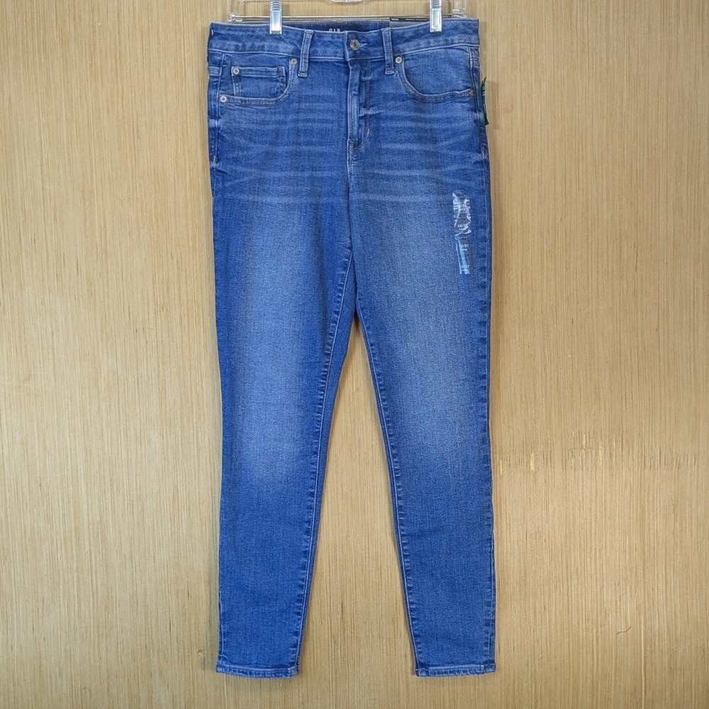 Gap Universal Legging Super Skinny Mid Rise Jeans Blue 12/31L Distressed
